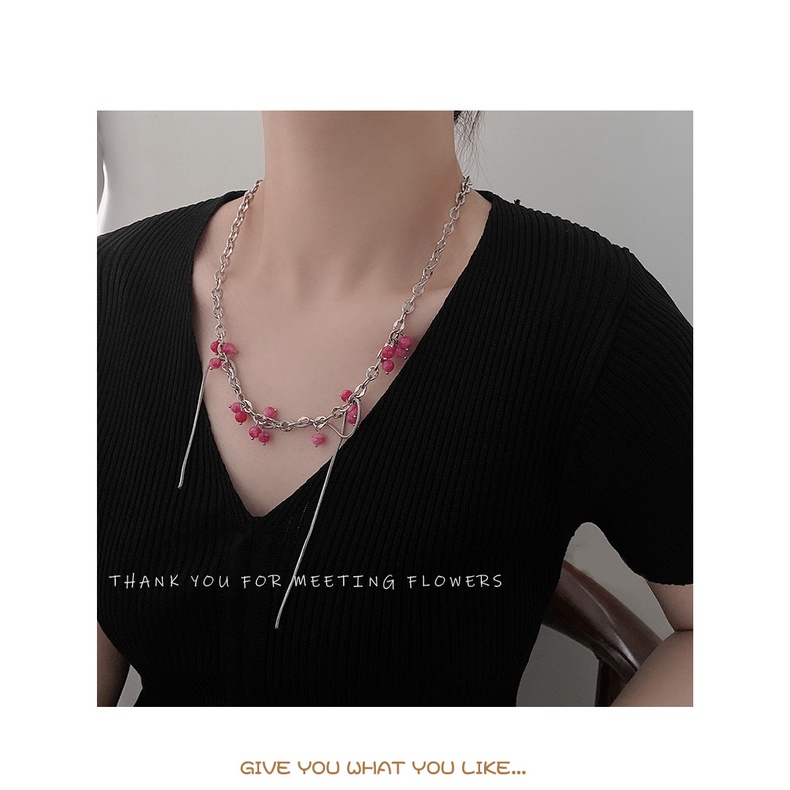 Buah musim panas prickly pear kalung wanita in niche desain rumbai kalung hip hop angin gradien warn