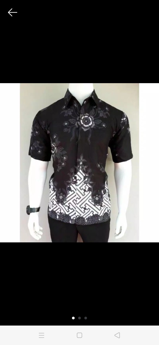 Bswart Hrb026 Kenongo Hem Batik Gunungan Hitam Putih Kemeja Batik Pria