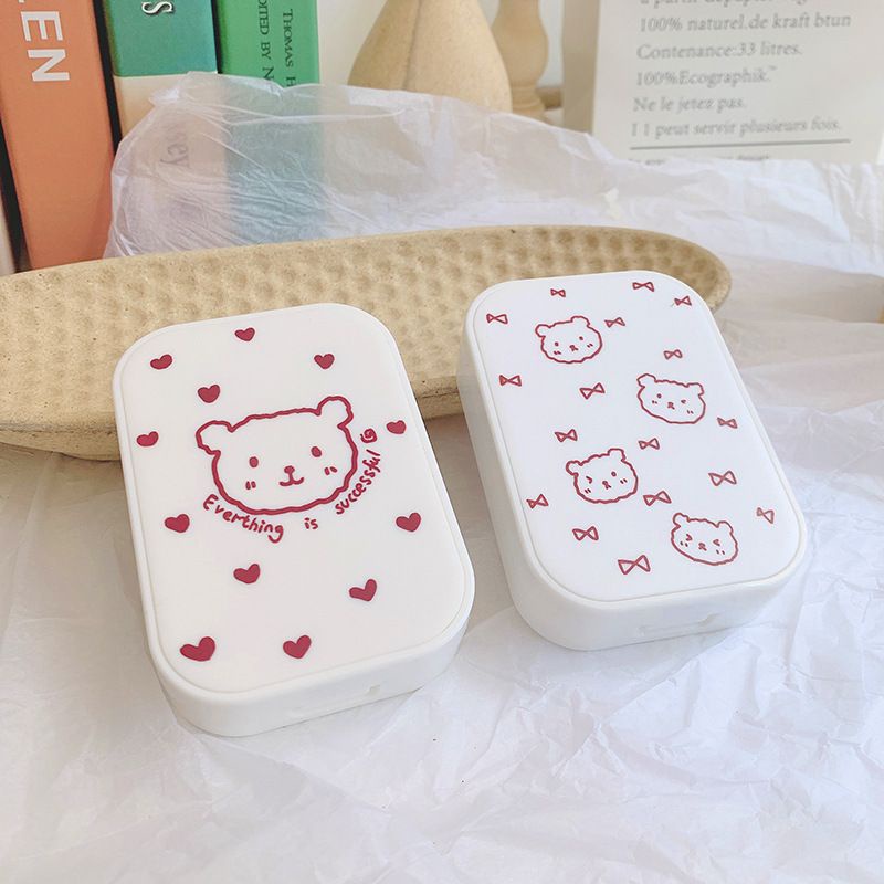 KATE AND SUMMER SOFTLENS CASE / TEMPAT SOFTLENS KARTUN BERUANG PANDA BUNGA / TEMPAT PENYIMPANAN KOTAK SOFTLENS TRAVEL LUCU UNIK KOTAK / WADAH SOFLEN MODEL BUNGA WARNA WARNI