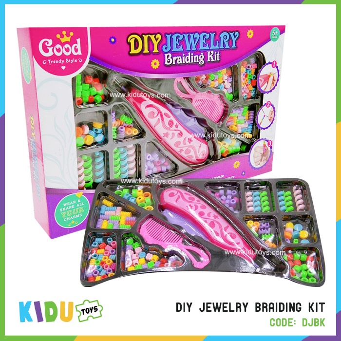 Mainan Anak Perempuan Perhiasan DIY Jewelry Set Braiding Kit Kidu Toys