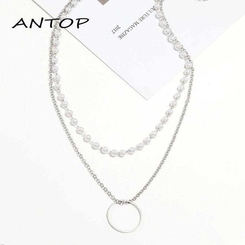 Set Kalung Choker Rantai Mutiara Imitasi Multilayer Untuk Wanita