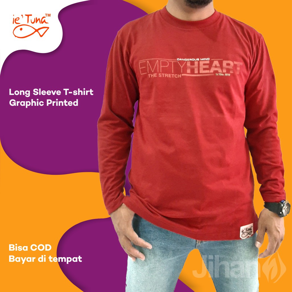 Kaos Pria Lengan Panjang Ie Tuna Size XXL / Kaos Pria Lengan Panjang Size Jumbo