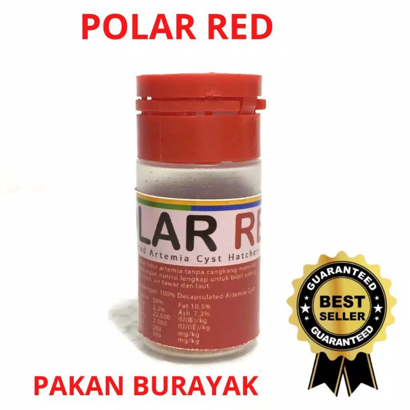 ARTEMIA POLARED POLAR RED INSTANT SHELL TANPA CANGKANG PAKAN BURAYAK 10gr 10gram 10 Gram