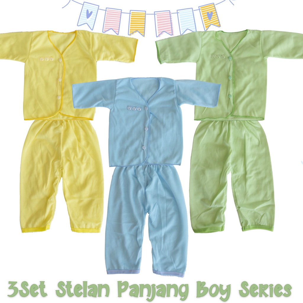 3Set Setelan baju bayi harian Newborn polos laki laki perempuan Baju bayi Panjang Baju bayi Pendek Baju bayi Kutung Panda Bagus Paket Hemat dan Murah