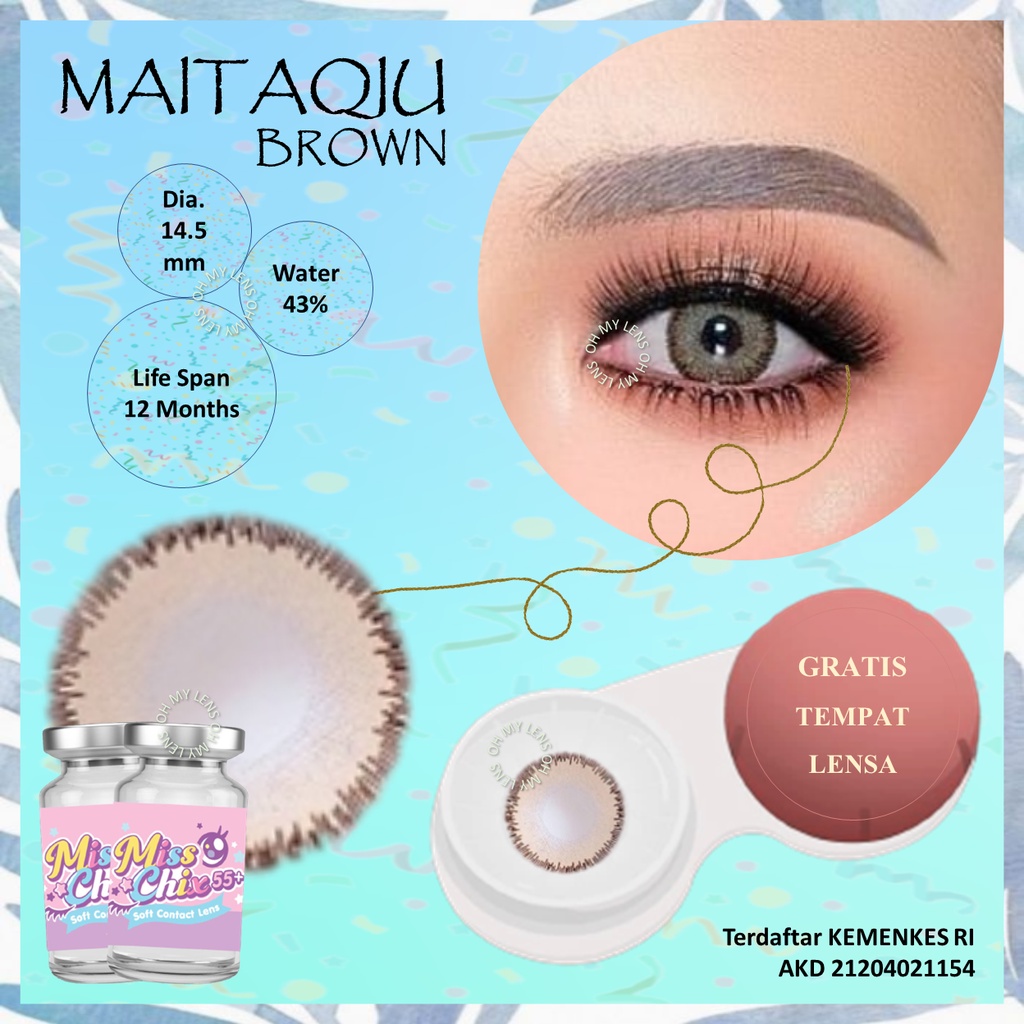 soflent MAITAQIU BROWN coklat Power Bisa Minus Sama / Beda Minus / Normal | soflens minus Terdaftar 