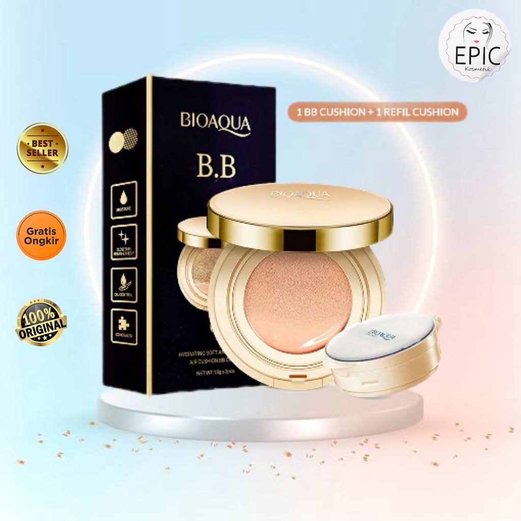 BIOAQUA BPOM Hydrating Soft And Flawless Air Cushion BB Cream / CUSHION BIOAQUA FREE REFILL BPOM