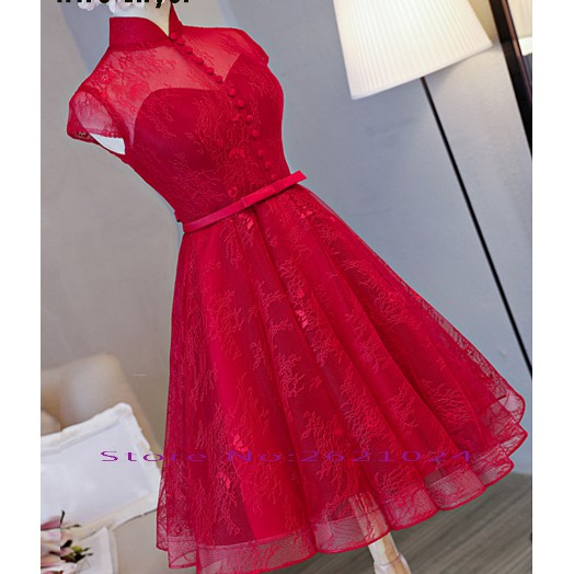 Gaun Dress Elegant Party Woman Red