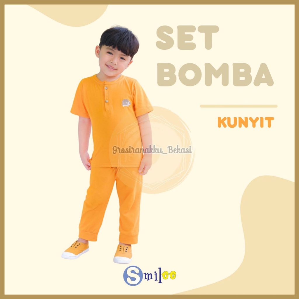 Setelan Anak Smilee Unisex Bomba Warna Kunyit Size 1-5tahun