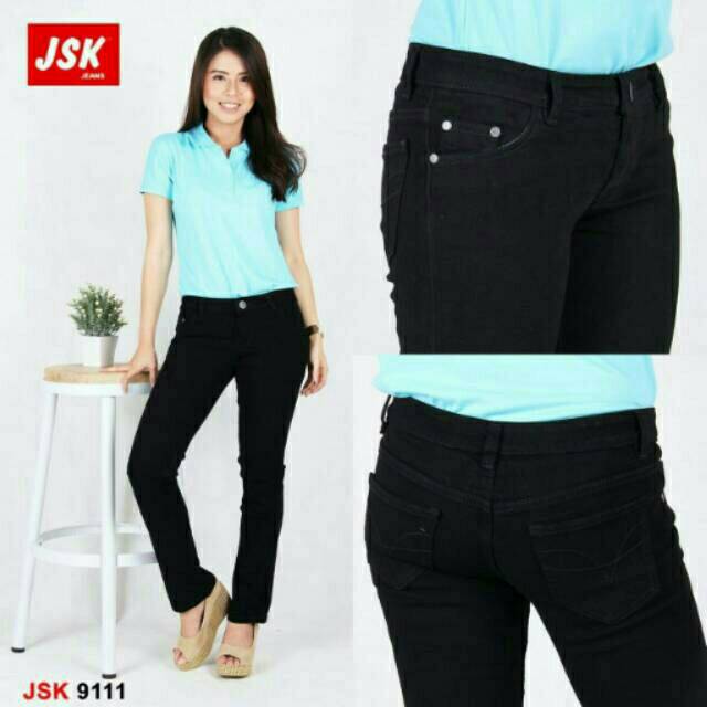 ( 2WARNA) Celana Jeans Model Cutbray Wanita By JSK/Celana Jeans Stretch Cewek Modis/Celanabiru/Hitam