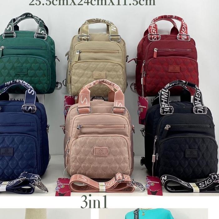 YY1813XL-48 TAS WANITA IMPORT SIGHMON 3in1 JINJING SELEMPANG RANSEL