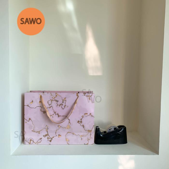

Goodiebag Pink Gold Marble Paper Bag Kantong Hadiah Tas Packaging Goodie