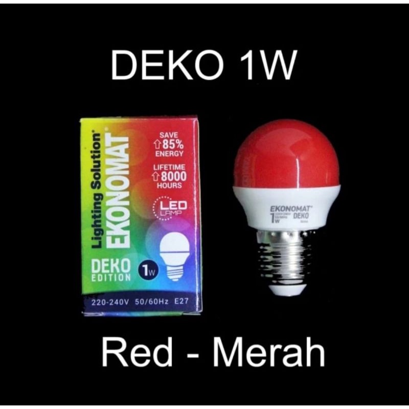 Lampu LED buld 1w Merah Red E27 Ekonomat/Enter