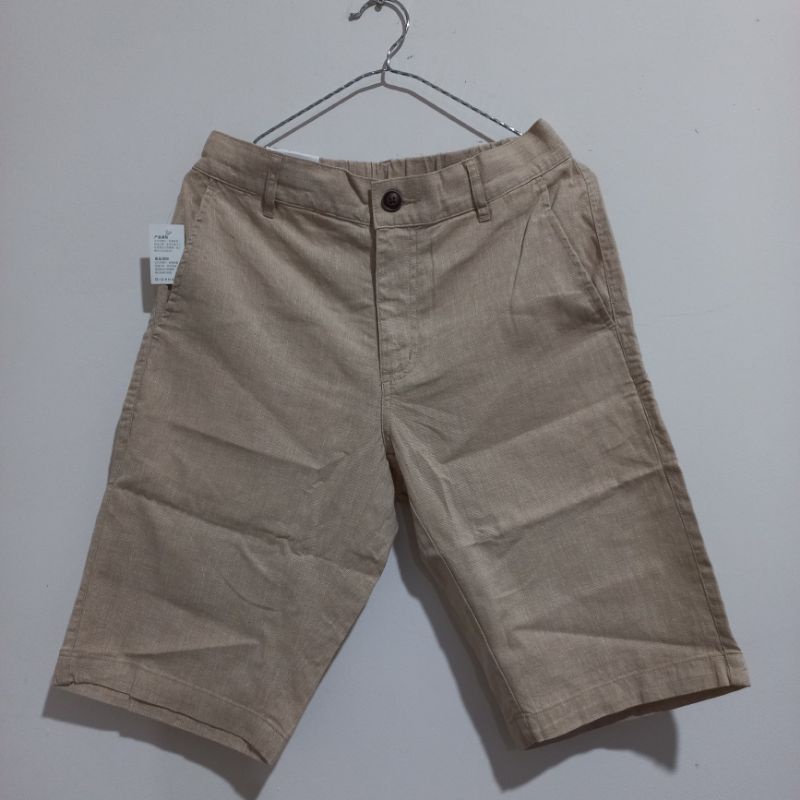 celana pendek linen pria giordano original