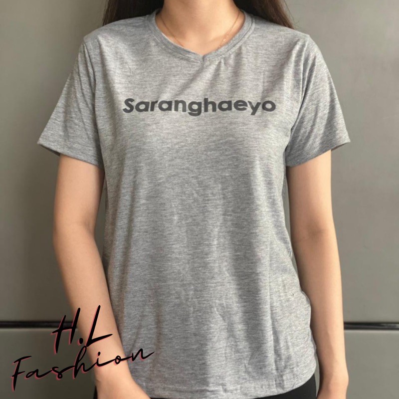 Kaos Wanita leher V “Saranghaeyo”