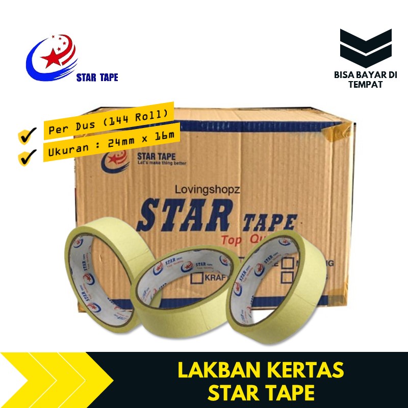 

Masking Tape Lakban Selotip Kertas 1 Inch 1 Dus STAR TAPE TBMS163