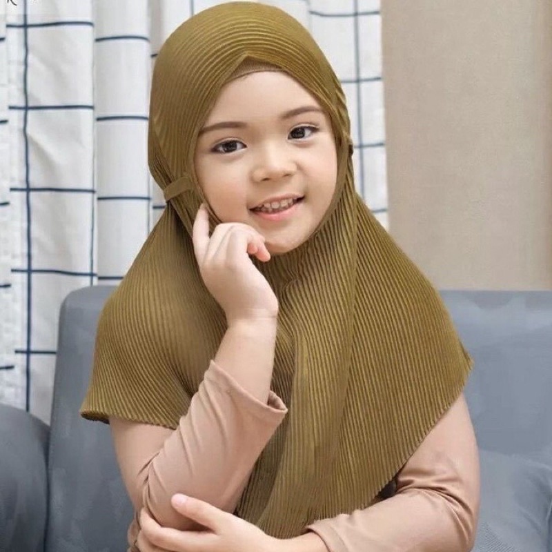 Bergo Anak Plisket Ceruty Umur 3-7 Th