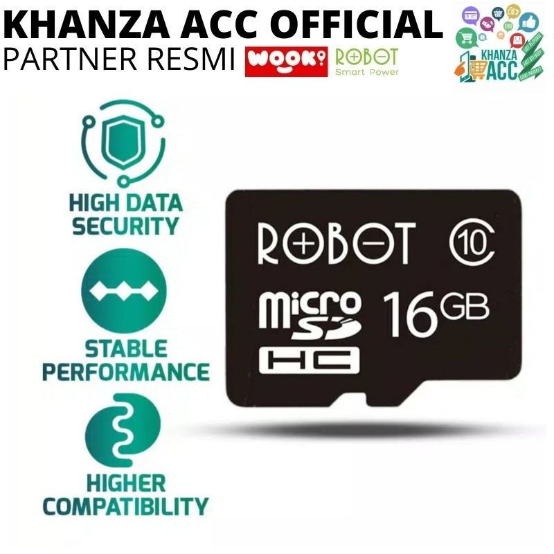 KHANZAACC Robot Kartu Memori HP Micro SD 16GB Class 10 Memory Card Original Bergaransi Resmi