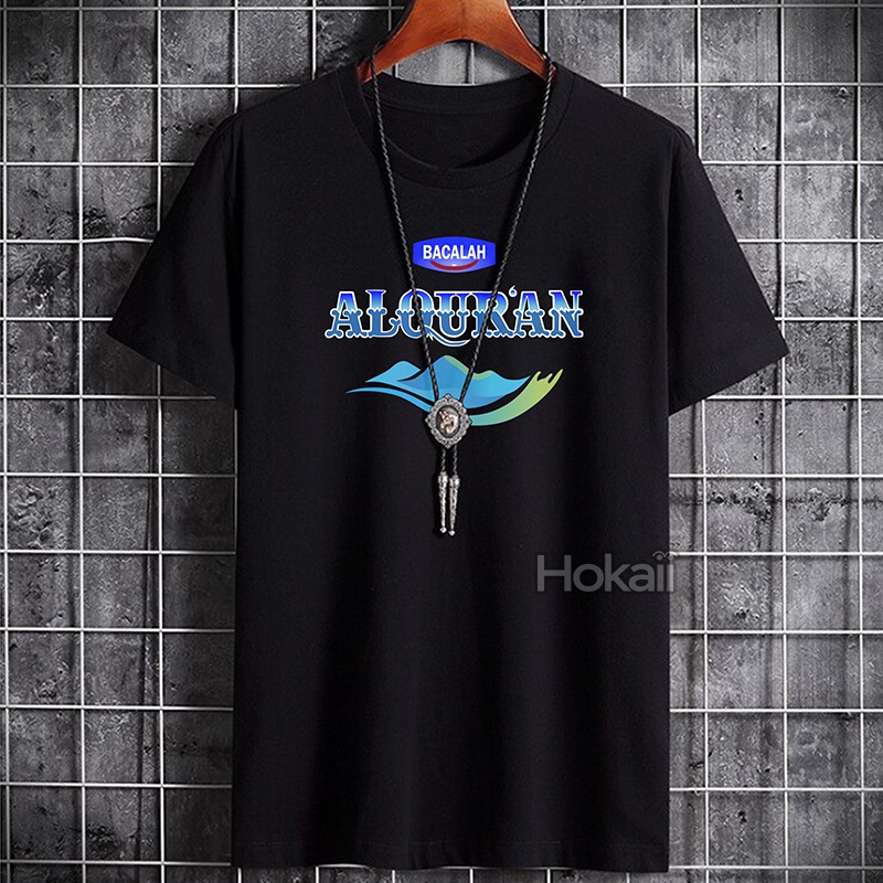KAOS PLESETAN BACALAH ALQURAN / KAOS PRIA DAN WANITA LENGAN PENDEK / KAOS DISTRO SABLON DIGITAL SIZE