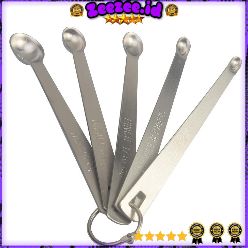 Sendok Takar Teh Cup Stainless Steel Measuring Spoon 5 PCS - S301 - Silver - PRO