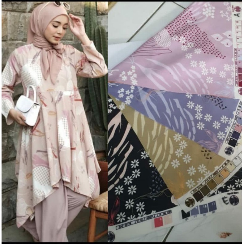 Kain Dr Silk Motif Bunga Velisha harga setengah meter