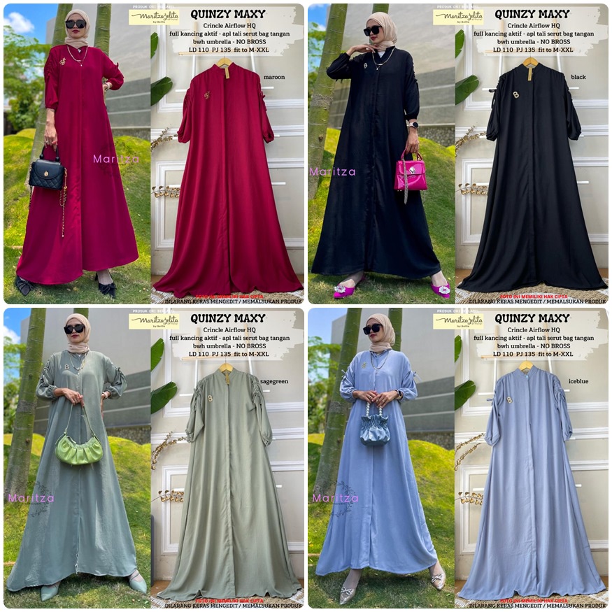 QUINZY DRESS / 2.9 / BAHAN CRINCLE AIRFLOW PREMIUM / LD 110 CM / PB 135 CM / ALLSIZE JUMBO / MARITZA