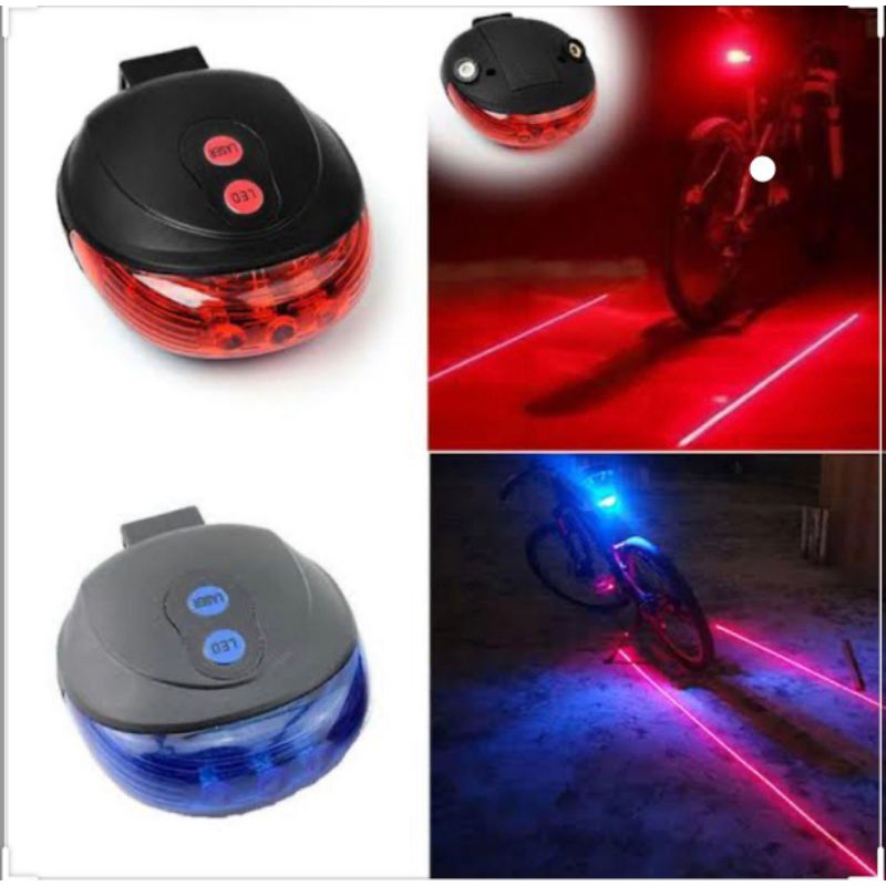 Lampu Laser Sepeda LED Biru Tambah Laser Merah