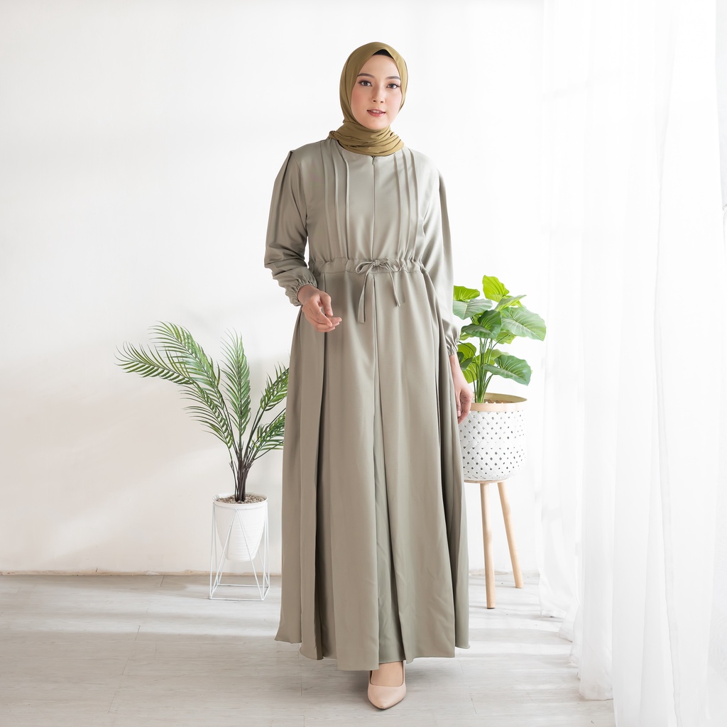 Melia Dress 1 Kondangan Series Baju Fashion Muslim Dress Simple Elegant Gamis Kekinian Set OOTD Hijab Korean Style Basic Dress Hijab Casual Best Seller Dress Muslimah Wanita Busui Friendly Baju Gamis Abaya Turkey Size S M L XL Gamis Jumbo Polos Termurah-MATCHA