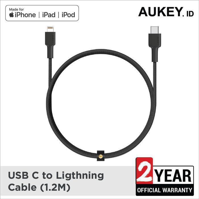 Aukey Cable Type C to Lightning MFI Braided Nylon 1.2m - SKU : 500368