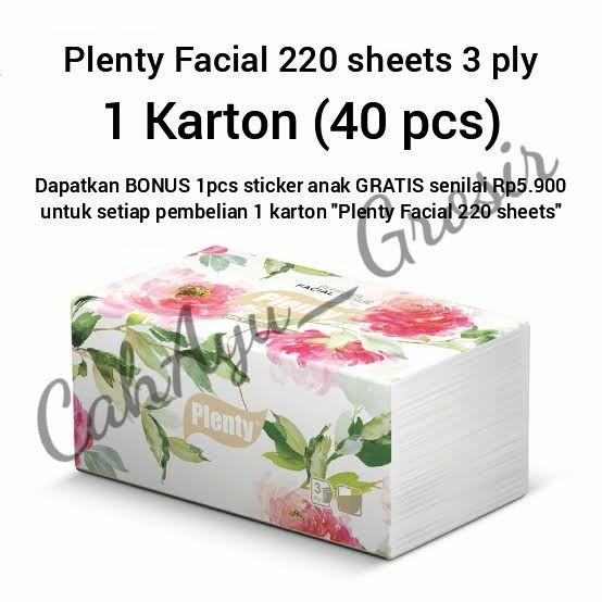 (40 pcs) Plenty Facial Tissue Premium 220 sheets 3 ply - 1 Karton