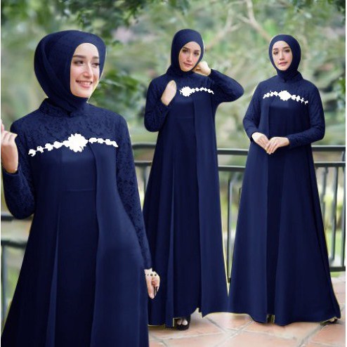 baju gamis brukat brokat pesta wanita terbaru, dress jumbo gamis muslimah, gamis pesta modern cewek