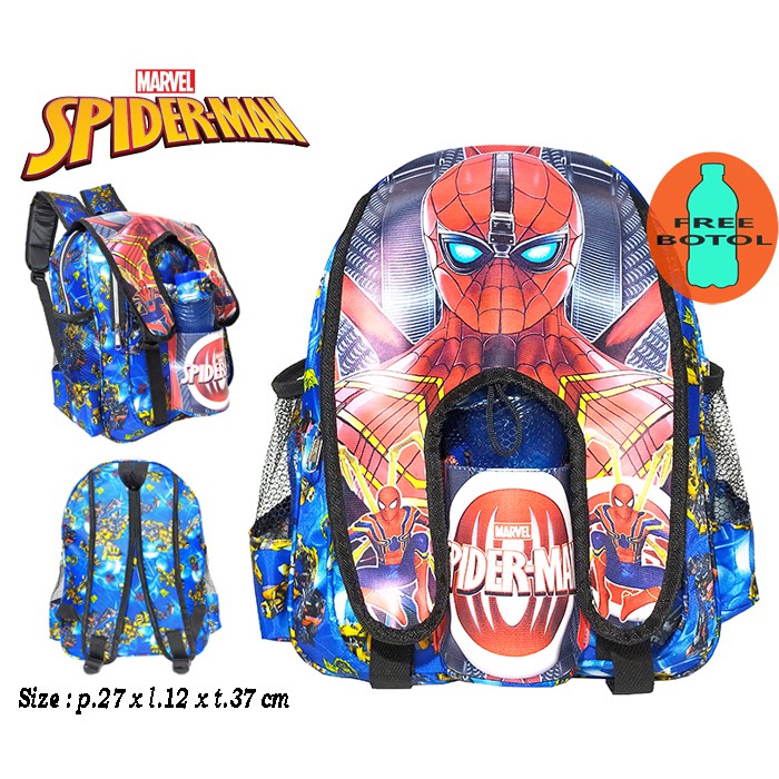 Tas Ransel anak Laki-laki Sekolah TK / SD karakter SPIDERMAN TERMURAH FREE BOTOL !!