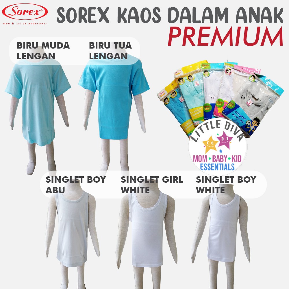 Singlet SOREX 2 - 9 tahun Sorex Kaos Dalam Anak Singlet Cowo Cewe Laki Perempuan Sk 2001 2002