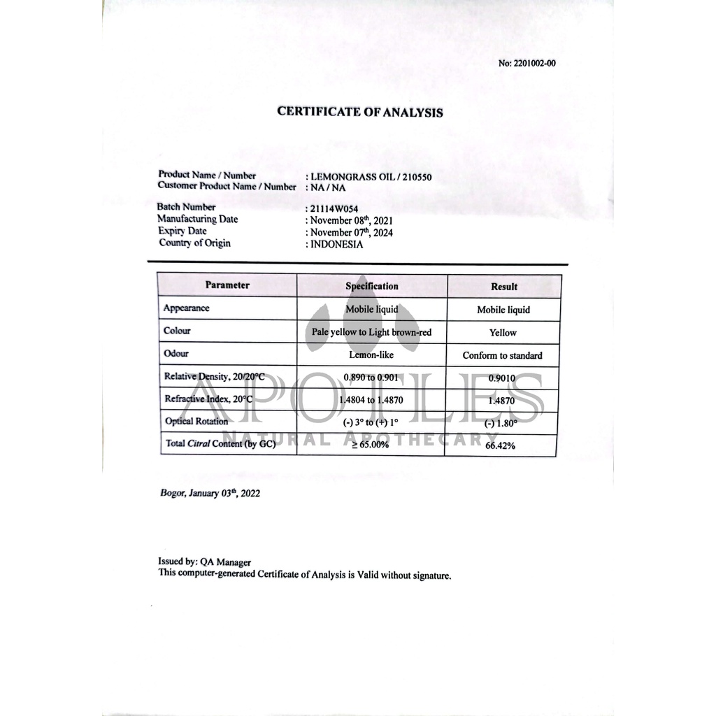 Lemon Grass Essential Oil - Minyak Aromaterapi Serai Lemongrass Pure Essential Oil 10ml