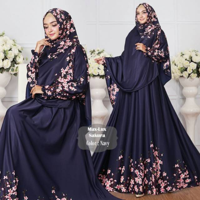 Real pic !! ORIGINAL GAMIS PREMIUM SYARI MAXMARA LUX SAKURA LD 110CM dengan khimar