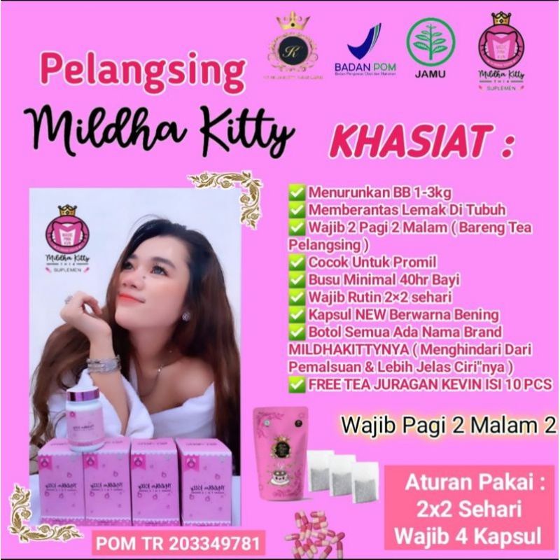 MILDHAKITTY 30 KAPSUL FREE TEH PIL PINK MILDHA KITTY DIET