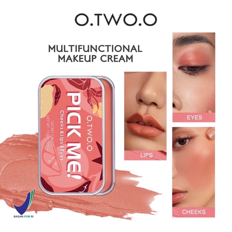 O.TWO.O 3 In 1 Lipstick Blush Eyeshadow Clay Matte Blush Face &Eye Makeup / Pick Me Cheeks & Lips & 