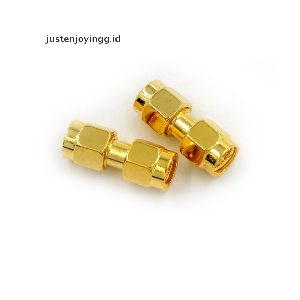 // justenjoyingg.id // 2Pcs SMA Male to SMA Male Plug in series RF Coaxial Adapter Connector ~