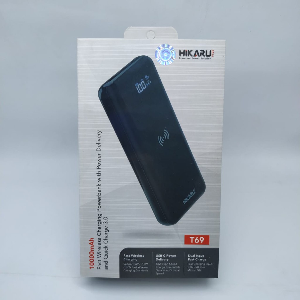 POWERBANK WIRELESS CHARGING 10000MAH HIKARU T69 ORIGINAL GARANSI 1TAHUN