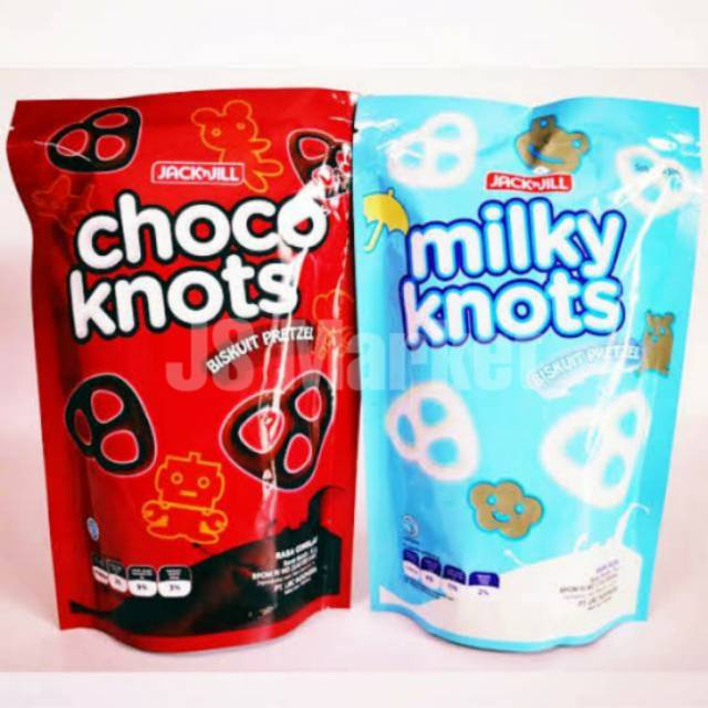 JACK N JILL CHOCO KNOTS/MILKY KNOTS BISKUIT PRETZEL 55GR