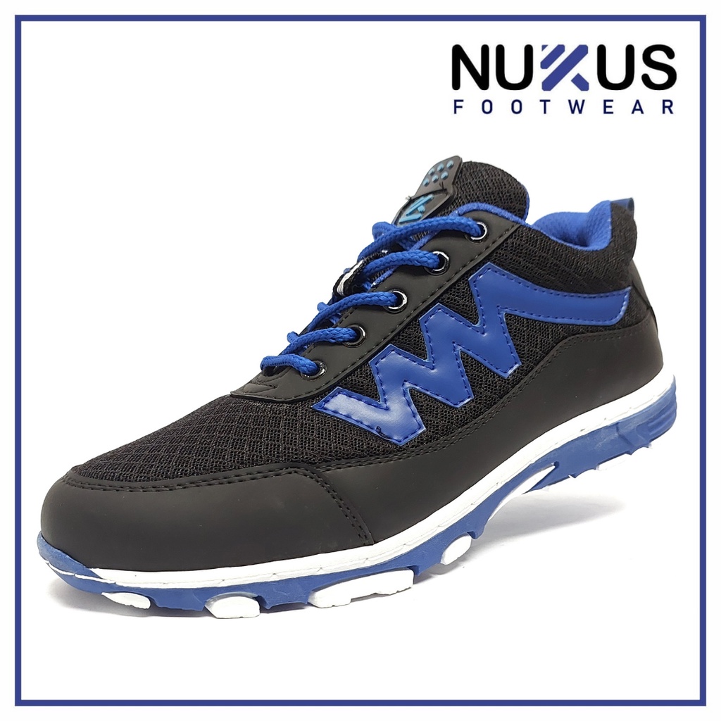 Nukus Sepatu Pria Tali Pendek Sneakers Terbaru Hitam dan Biru - NKTM 05 GB