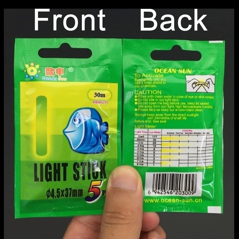 5pcs / Set Tongkat Pancing Fluorescent Luminous Kualitas Tinggi Untuk Memancing Malam Hari