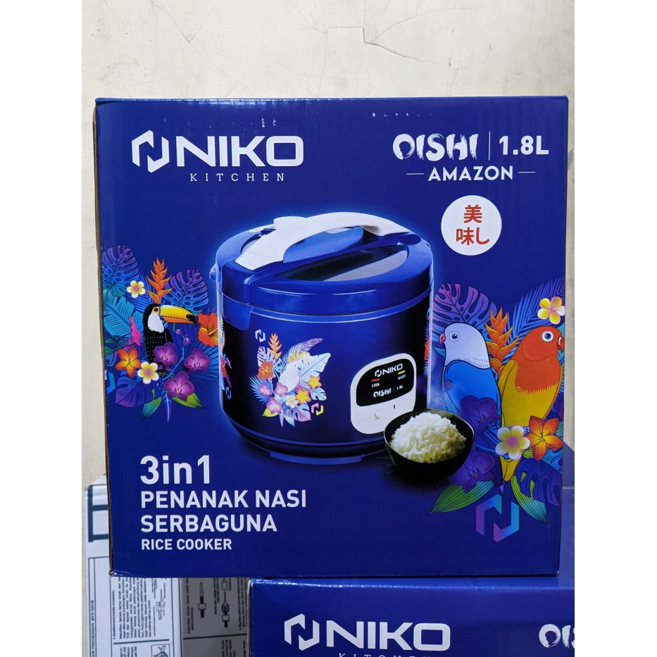 Rice Cooker Niko Oishi kapasitas 1.8 liter MODEL AMAZON - TUTUP KACA TERBARU