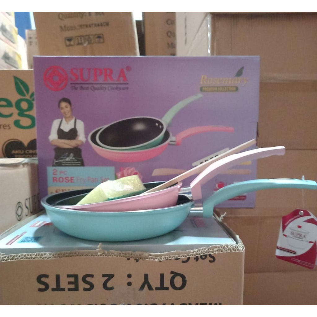 Fry Pan SUPRA 2pcs Rose Set New Pastel/Penggorengan Supra 20cm &amp; 24cm