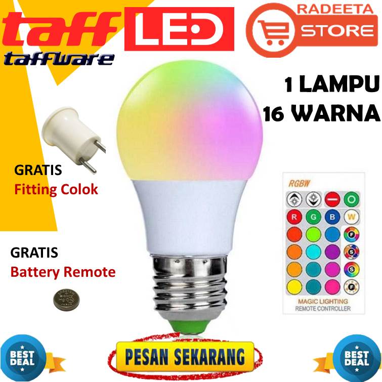 Jual Lampu LED Bohlam RGB 16 Warna Dengan Remote Control - TaffLED ...