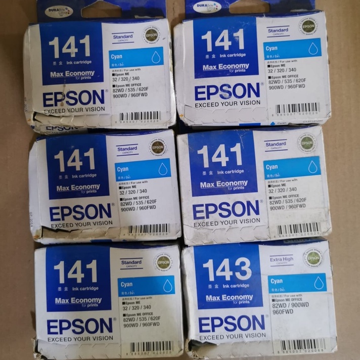 EXPIRED CARTRIDGE EPSON 141 CYAN STANDAR ORI TINTA INK 141C ME 32 320