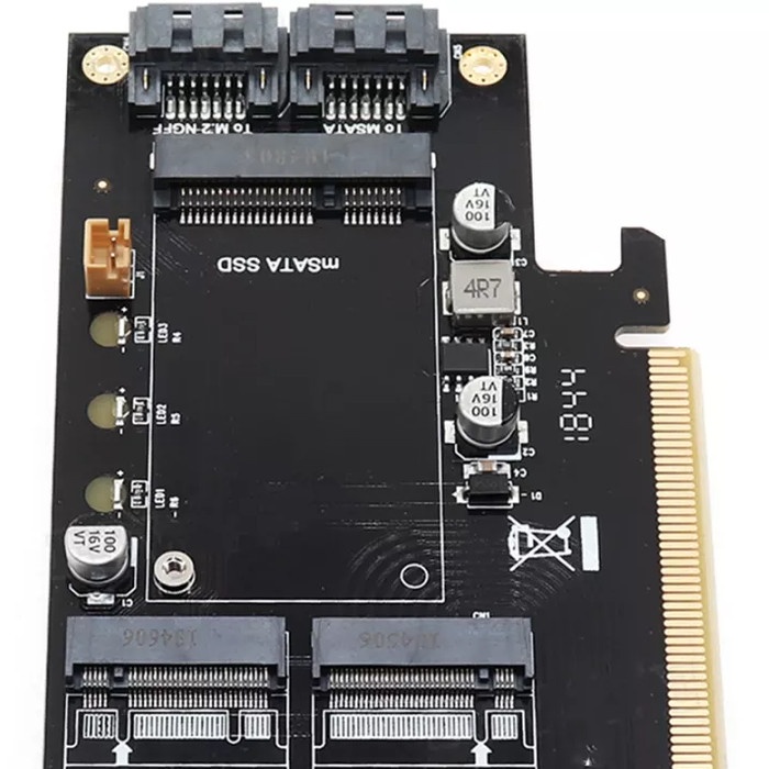 PCIE X16 to nvme m.2 + sata m.2 + m.sata adapter card ssd converter MSATA ADAPTOR KONVERTER 16X