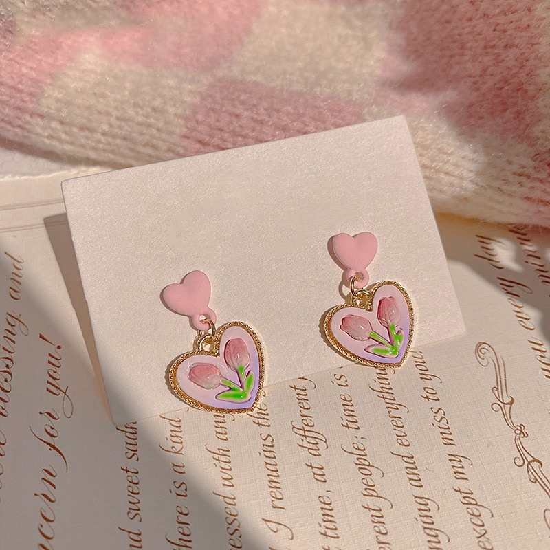 Anting Stud Rumbai Kristal Mutiara Model Bunga Butterfly Heart Untuk Wanita