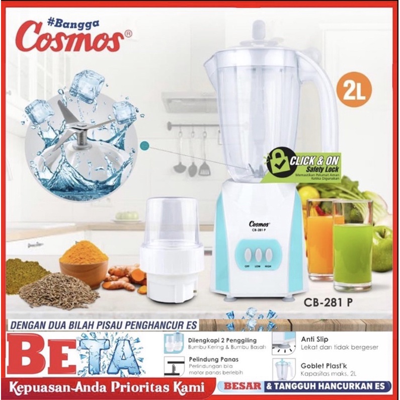 [ Cosmos ] Blender Plastik Cosmos CB 281P / 282P - 3 in 1 - Big Capacity