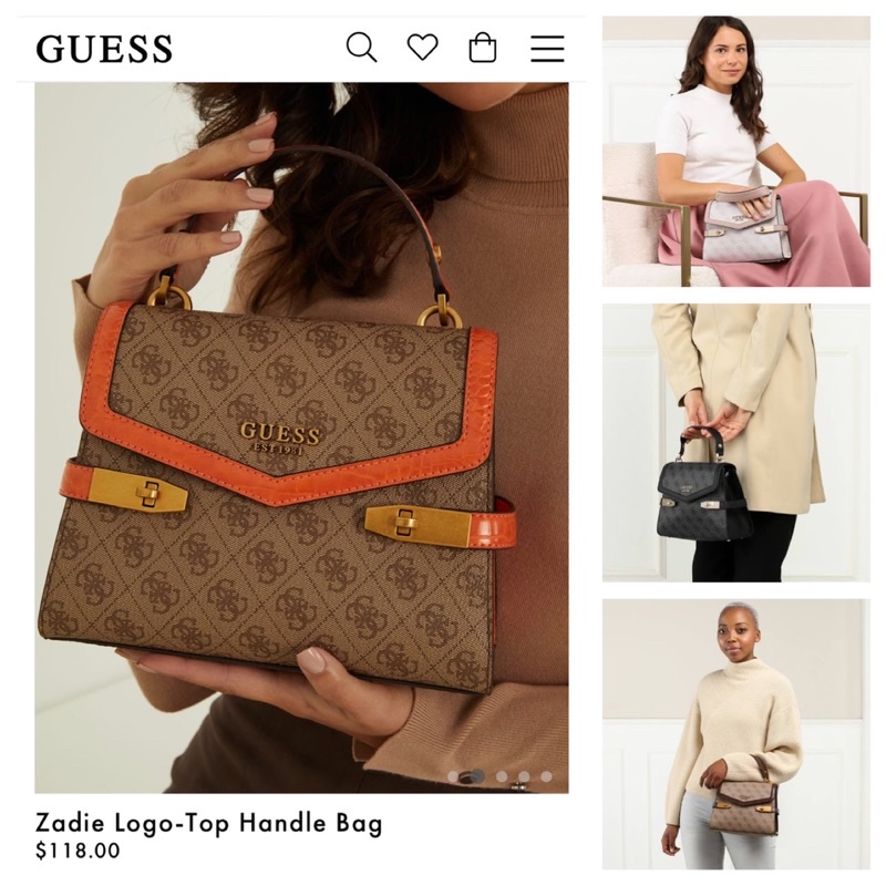GUESS ZADIE LOGO TOP HANDLE BAG