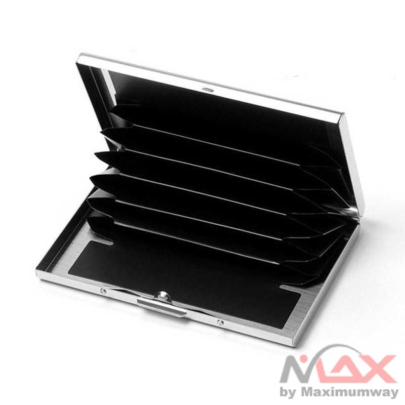 Dompet Kartu Aluminium 6 Slot Anti maling RFID tahan tekanan Proteksi kartu maximum pria wanita